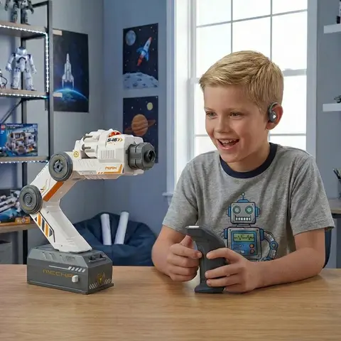 TITAIN GINDO Programmable Smart Tracking Mechanical Arm Kit - Wearable Shoulder Mount STEM Learning Toy, Movable Robot, Cool Gift for Kids with Head-Motion Tracking, Handheld Remote Aim Switch, Robot Theme, Motion-Based Play, Includes Cells