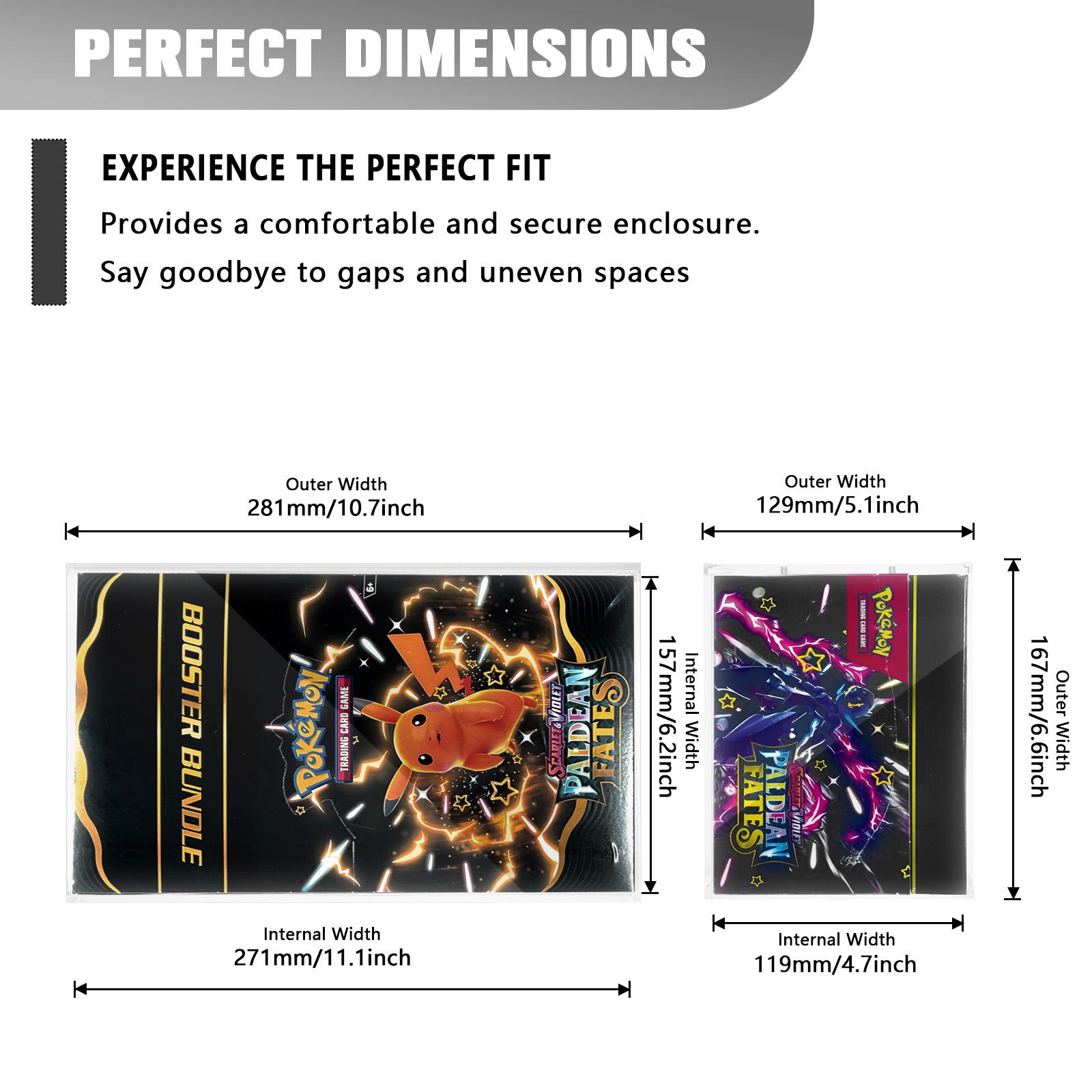 Acrylic Display Case For Booster Bundle PKMN TCG ETB Trading Graded Game Cards Stackable Storage Organizer Case Protector, Clear Magnetic Lid PKMN Booster Bundle Anime Cards Box Display Holder