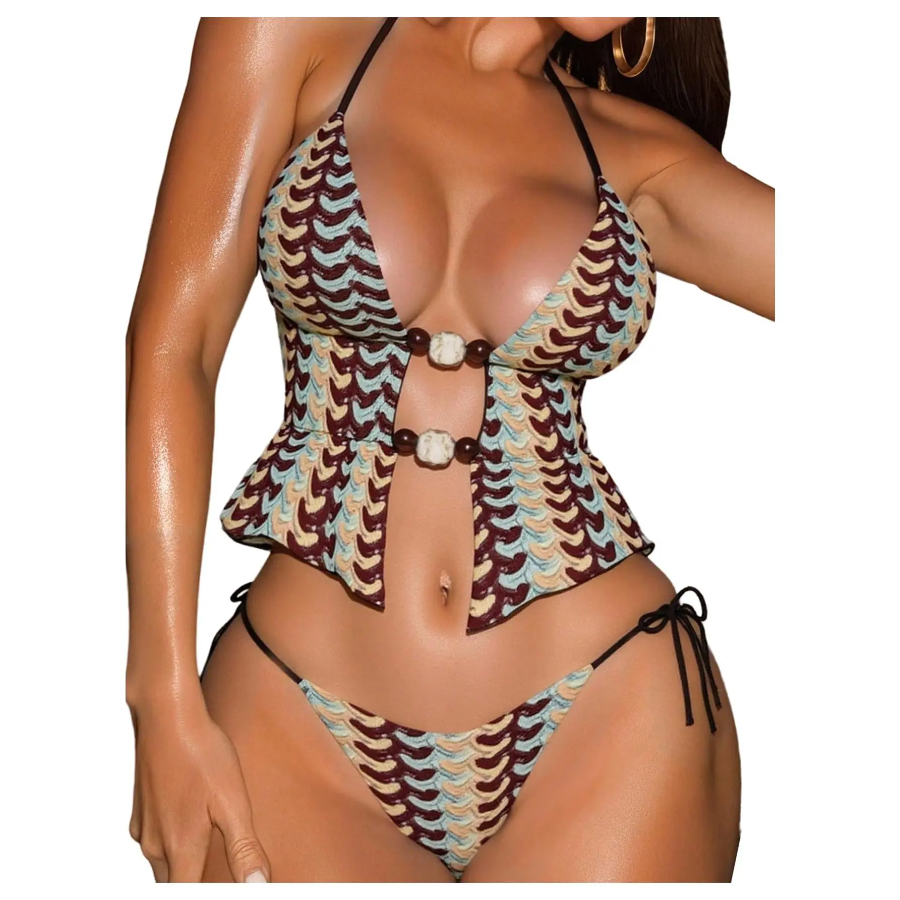 Women's Halter Bikini Set Brazilian Swimsuits Cheeky String Thong Two Piece Bathing Suit