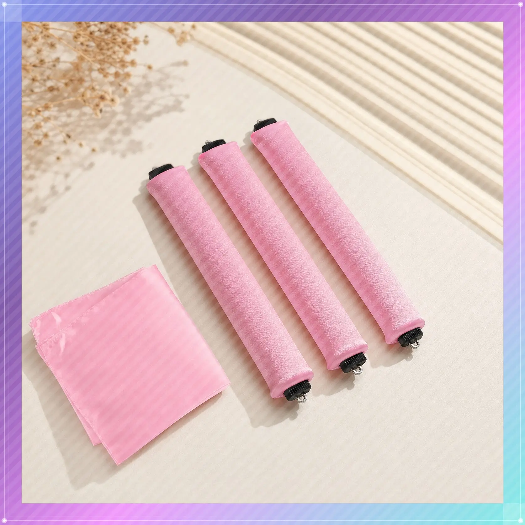 Heatless Curling Rods Kit with Satin Scarf - 3-Pack Soft Velvet 1" Foam Rollers for Overnight Curls, Haircare Gift & Curly Hair Set for Women & Kids, Hair Styling Kit, Vintage, Beauty Products