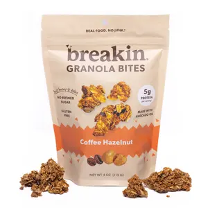 Breakin Coffee Hazelnut Granola Bites - 3 pack, No Refined Sugar, Gluten Free, Good Protein & Fiber, No Seed Oils