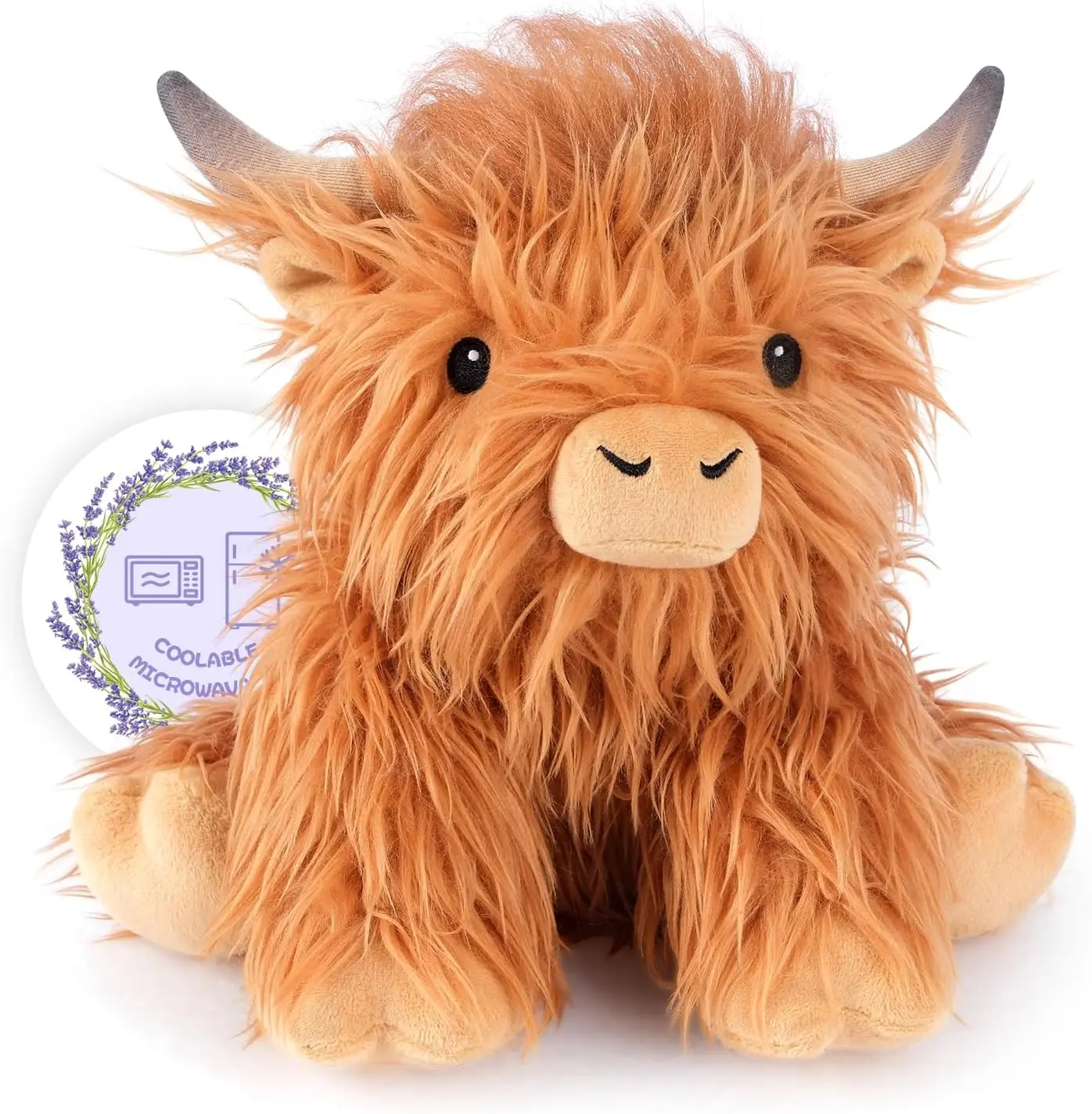 10'' 1.3 Ibs Cozy Lavender Microwaveable Plush Highland Cow - Soft & Huggable Stuffed Animal for Relaxation