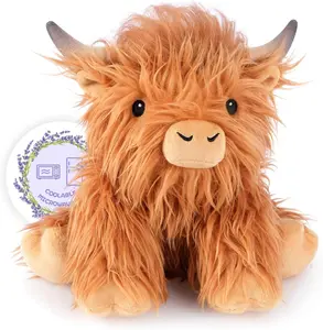 10'' 1.3 Ibs Cozy Lavender Microwaveable Plush Highland Cow - Soft & Huggable Stuffed Animal for Relaxation