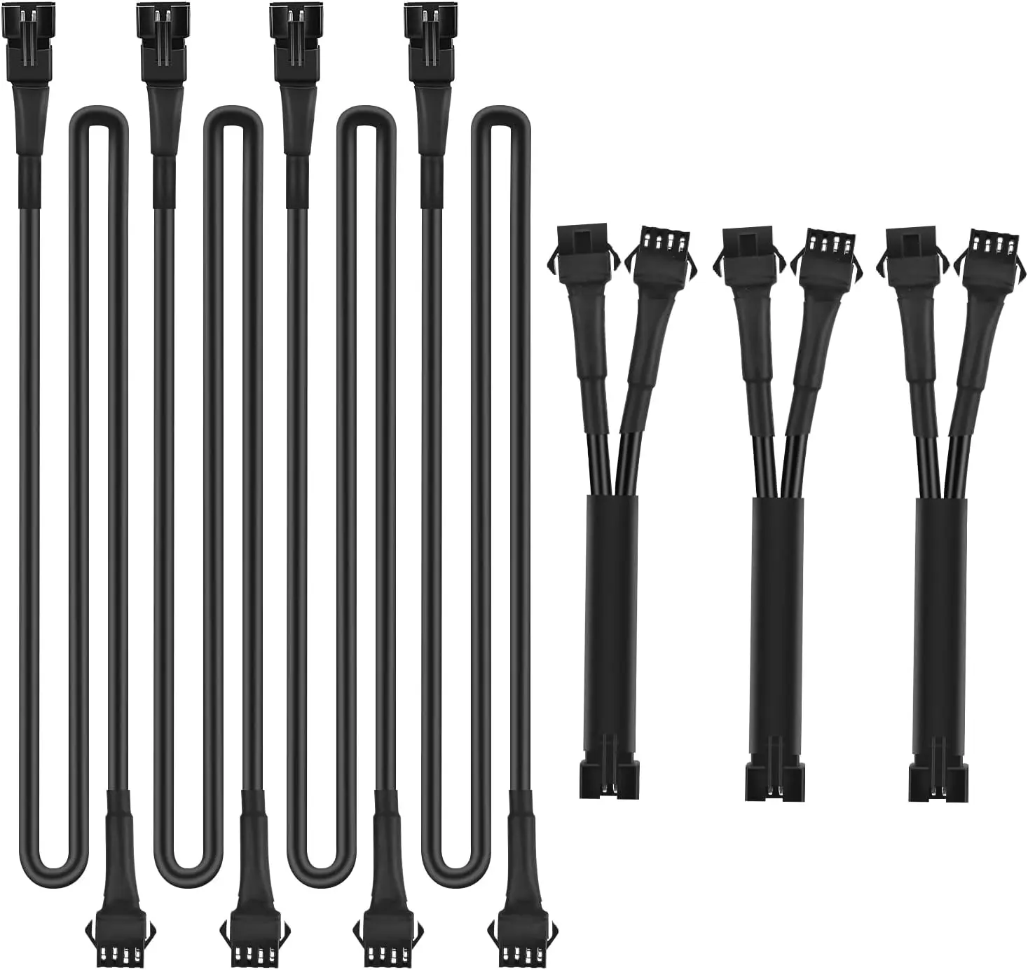 Nilight 4PIN Extension Cable Kit for Motorcycle Automotive Decorative Lights - 4PCS 2-ft Cables, 3PCS 2-Way Y Splitters, Heavy Wire for Underglow Neon Accent Strips, Rock Lights, 2-Feet Cables Vehicle