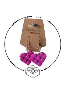 Brick-heart earrings
