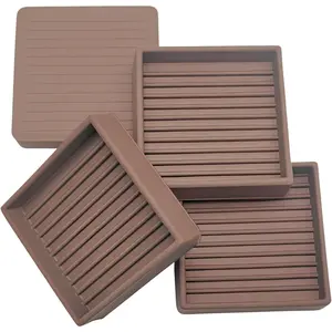 Non Slip Furniture Pads for Hardwood Floors, 2 * 2 Inch Brown, Set of 4, Rubber Bed Stoppers to  Sliding, Furniture Coasters for Protecting Floors from  and Reduce Noise