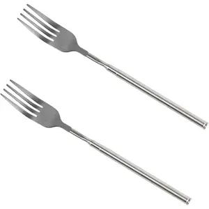 2 count Extendable Fork, Stainless Steel Telescopic Forks With Long Handle, Extended Fork for BBQ Dinner Fruit Dessert, Extends 8.4 To 25.2 Inch