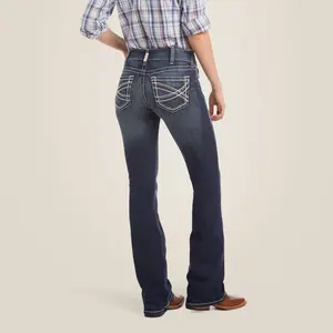 Ariat Womens R.E.A.L. Mid Rise Stretch Entwined Boot Cut Jean -Marine