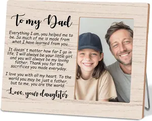 Dad Gifts from Daughter,to My Dad Picture Frame,4x6 Inches Wooden Photo Frames for Wall Table Display