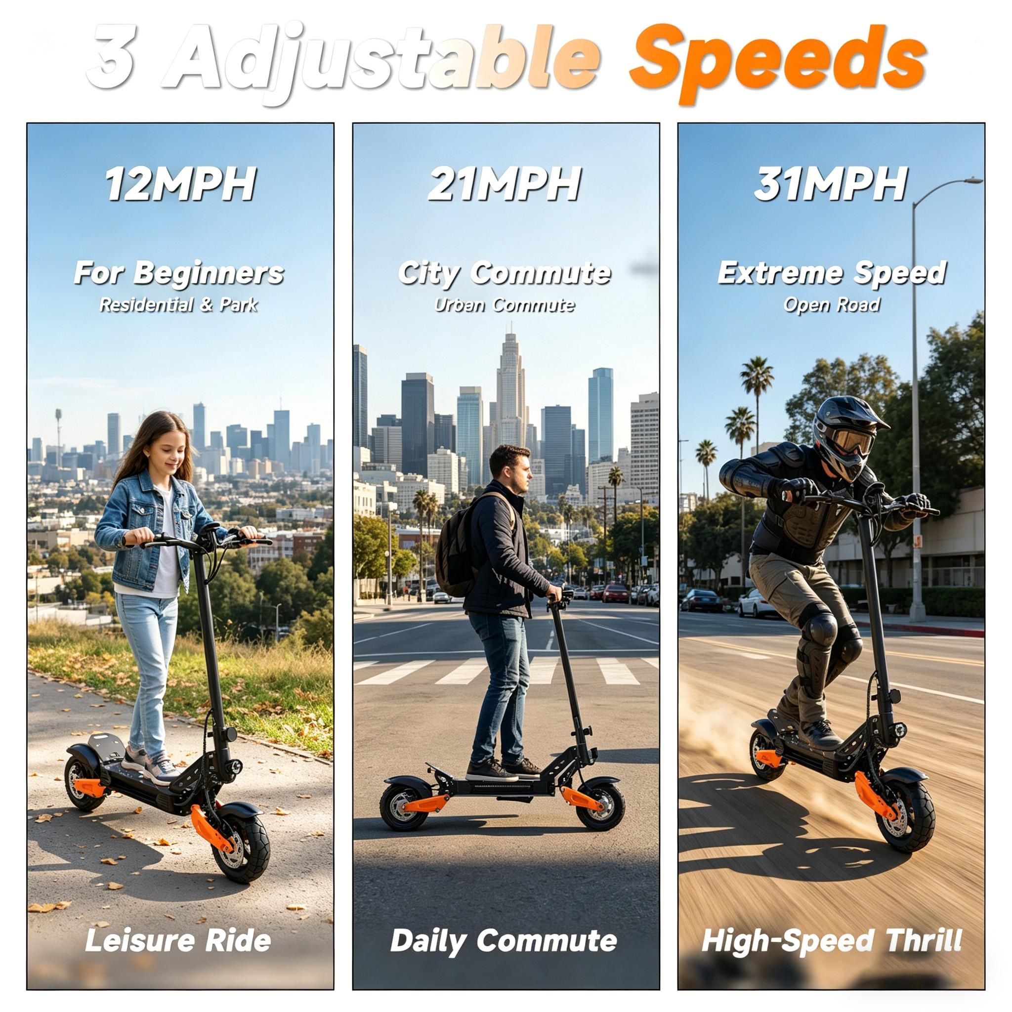 A High-Performance Adult Off-Road E-Scooter | 31MPH Top Speed, 30 Miles Range, 1200W Motor, 10" Pneumatic Tires, Dual Suspension & LED Display – Ideal for City Travel & Off-Road Rides
