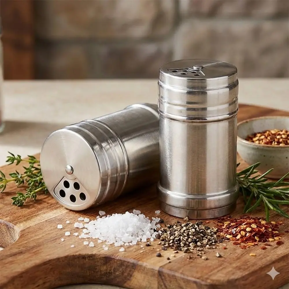 Stainless Steel Vacuum Spice Jar, Airtight Moisture-Proof Container for Salt Sugar & Seasonings, Anti-Clumping Kitchen Storage, Camping Dorm Essentials, Secure Anti-Mold Food Canister, Efficient Freshness Sealer