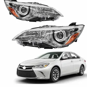 2015 2016 2017 Toyota Camry Pair Projector Headlight Assembly Chrome LH RH