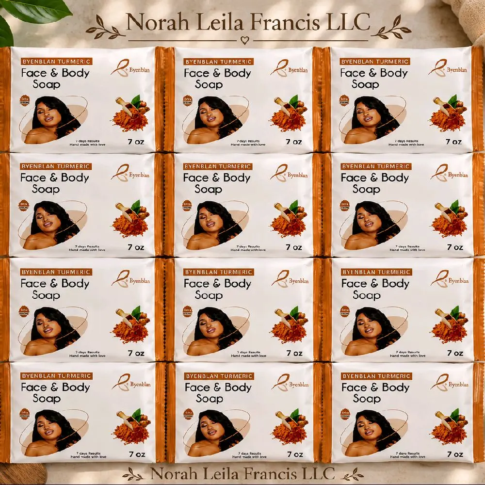 Byenblan Turmeric Face & Body Soap 12 Pieces 7 oz Handmade with Love 7 Days Results
