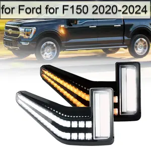 Suitable for Ford F150 2020 - 2024 models, modified fender, front mudguard, side marker light cover replacement parts, 2 pieces. (Letter style)