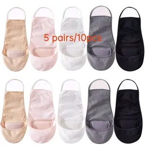 5 Pairs Invisible Thong Socks for Women, Summer Thin Low-Cut Non-Slip Half Sole Socks, Comfortable Short Socks Without Heel Exposure