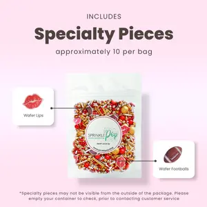 Sprinkle Pop Swelce Sprinkle Mix - Valentine's Day Edible Delights with Red Lips & Wafer Footballs for Bakers