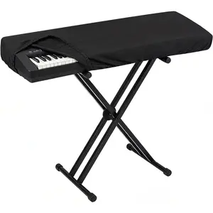 61  Piano Keyboard Dust Cover With Durable Elastic Band And Rope Lock, Suitable For Digital  Pianos, Black
