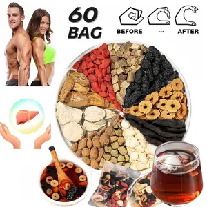 Kidney Tea Formula Ginseng Five Treasure Tea Kidney Cleanse Tea, Red Date Wolfberry Tea Men's Tea Health Tea Natural Chinese Herbal Tea Beverage