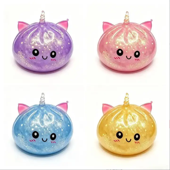 Sparkly Unicorn Squishy Toy, Glitter Mochi Gel Squeeze Stress Relief Fidget Toy, Cute ASMR Slow Rising Sensory Toy for Kids & Adults Gift