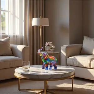 Creative Oil Painting Elephant Figurine, Nordic Luxury Colorful Resin Elephant Craft, Home Living Room TV Cabinet Desktop Decoration
