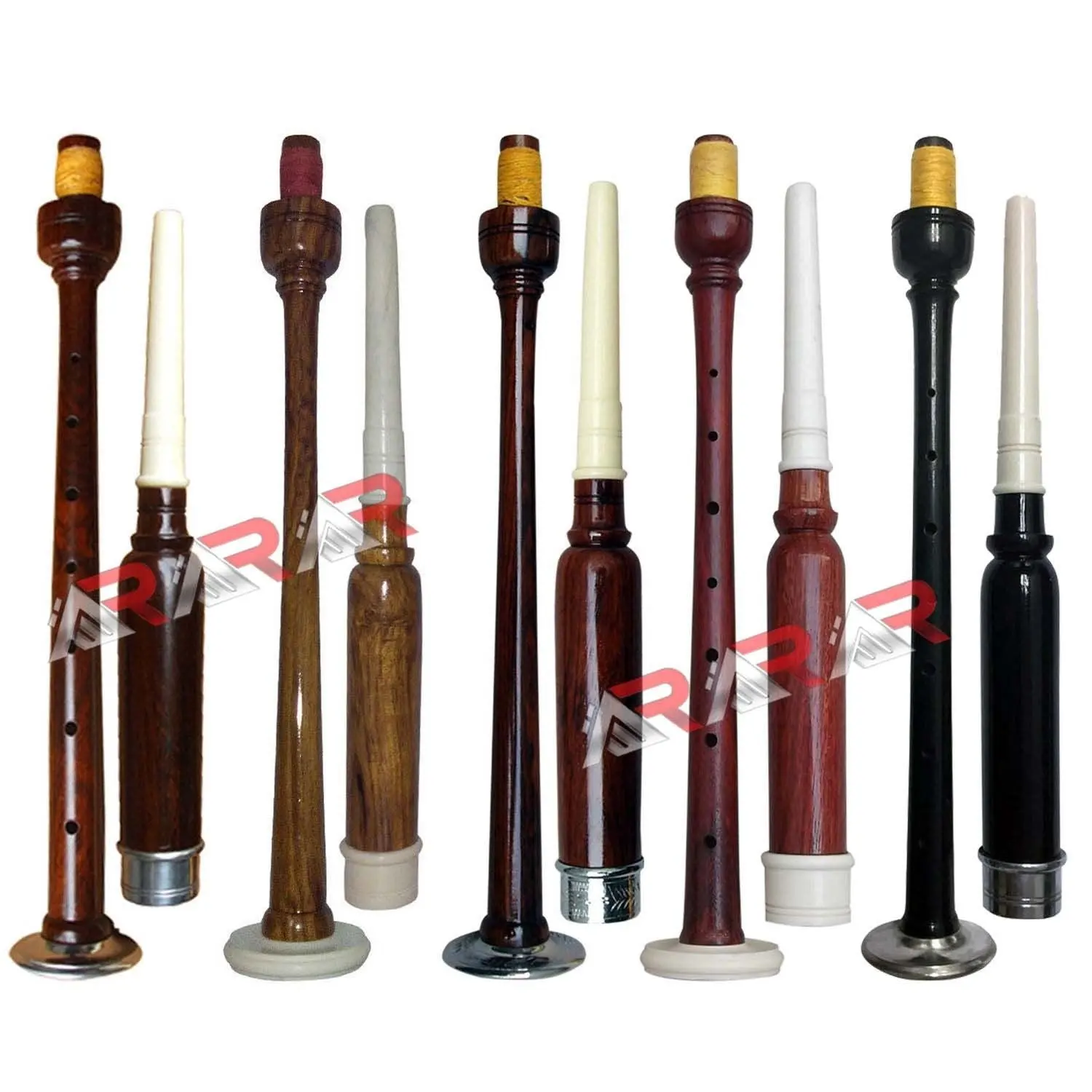 Rosewood Practice Chanter for Musicians - Natural Color, Imitation Ivory Mounts, Authentic Feel, Ready for Immediate Use, Comes with 2 Free Reeds