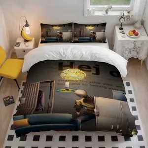 3Pcs SCP IKEA Style Art Showroom Printed Polyester Elegant Bedding Set, Unique Festive Pattern, Exquisite Christmas Gift, Suits Bedroom & Guest Room, 1 Duvet Cover + 2 Pillowcases (No Insert)