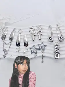 Cute Star Design Hair Clips, 10pcs Set of Ten Super Cute Clips, Fashionable Hair Accessories for Women & Girls, Y2K Style for Party & Daily Use, Hair Decor