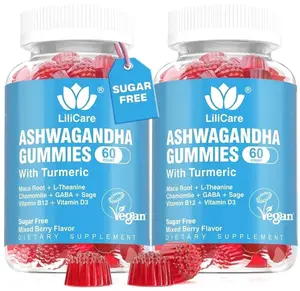 Ashwagandha Gummies 2000mg for Women Men - Sugar Free, Vegan - Organic Ashwagandha Root Extract Supplements Gummy & Vitamin D3, B12 and Turmeric, Promote Relaxation, Mixed Berry Flavor, 120 Count