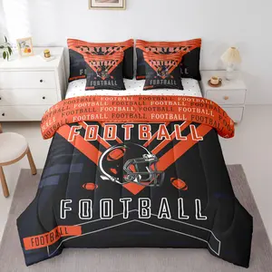 Football 7 Pieces Comforter Sets,Chicago Bedding Set,Football City Bed in A Bag,with Comforter,Sheets,Pillowcases & Cushion Cover