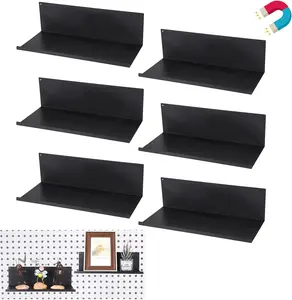 Pegboard Shelves 6 Pack Medium Pegboard Shelf for Garage Sturdy Steel Pegboard Accessories for Storing or Displaying Versatile Peg Board Shelf for Workbench,Craft Room,,Black