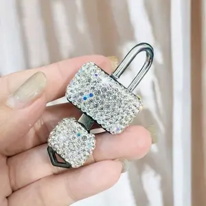 Fashionable Mini Diamond-Encrusted Padlock for Home Security, Anti-Theft Drawer Lock, Single-Key Operation, Durable Design, Safety Lock