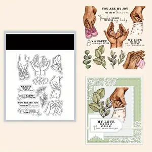 Warm Scene: Big Hand Holding Small Hand, Clear Stamps and Cutting Dies, Suitable for DIY Crafts, Scrapbook Materials, Album Decoration, Paper Card Making, Album Decoration, Handmade Card Art, Handmade Gifts, Blessings, Birthday Thank You Cards!
