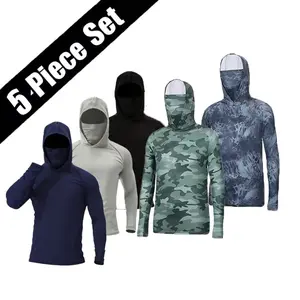 [5PCS] NEW 2026 summer COOL Men's Quick-Dry Sports Hoodies Face Mask Breathable Sun Protection for Gym,outdoor, Running & Casual Attire Activewear graphic tees