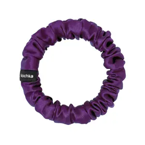 Purple Ultra Skinny Scrunchie – 100% Pure Mulberry Silk, Perfect for All Hair Types
