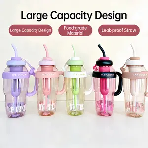 High-Value Large Capacity Plastic Cup Ice Dominator Lucky Belly Cup Cute Style with Straw, Stylish Water Bottles Drinkware for Everyday Use
