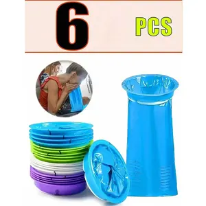 Disposable Vomiting Bags, 6-Pack Portable Leak-Proof Nausea Bags, Multi-Color Pe Car Sickness Bags, 1000ML Large Capacity for Travel, Travel Accessory