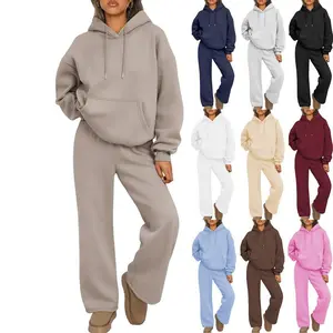 Womens 2 Piece Outfits Lounge Hoodie Sweatsuit Sets Oversized Sweatshirt Baggy Fall Fashion Sweatpants with Pockets