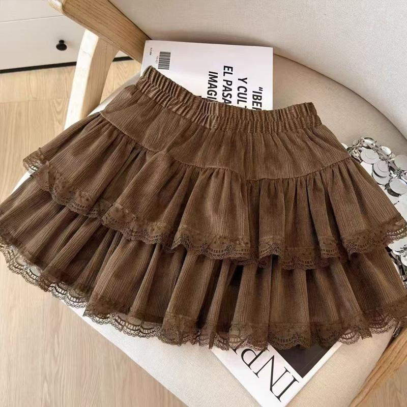 High Waist Puffy Ruffles A-Line Skirt