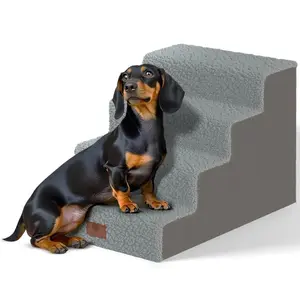 Non Slip Pet Stairs with Washable Cover - Tool-Free Setup, Strong Stable Design, Supports 50 lbs, AKC Reliability, Portable & Space-Saving