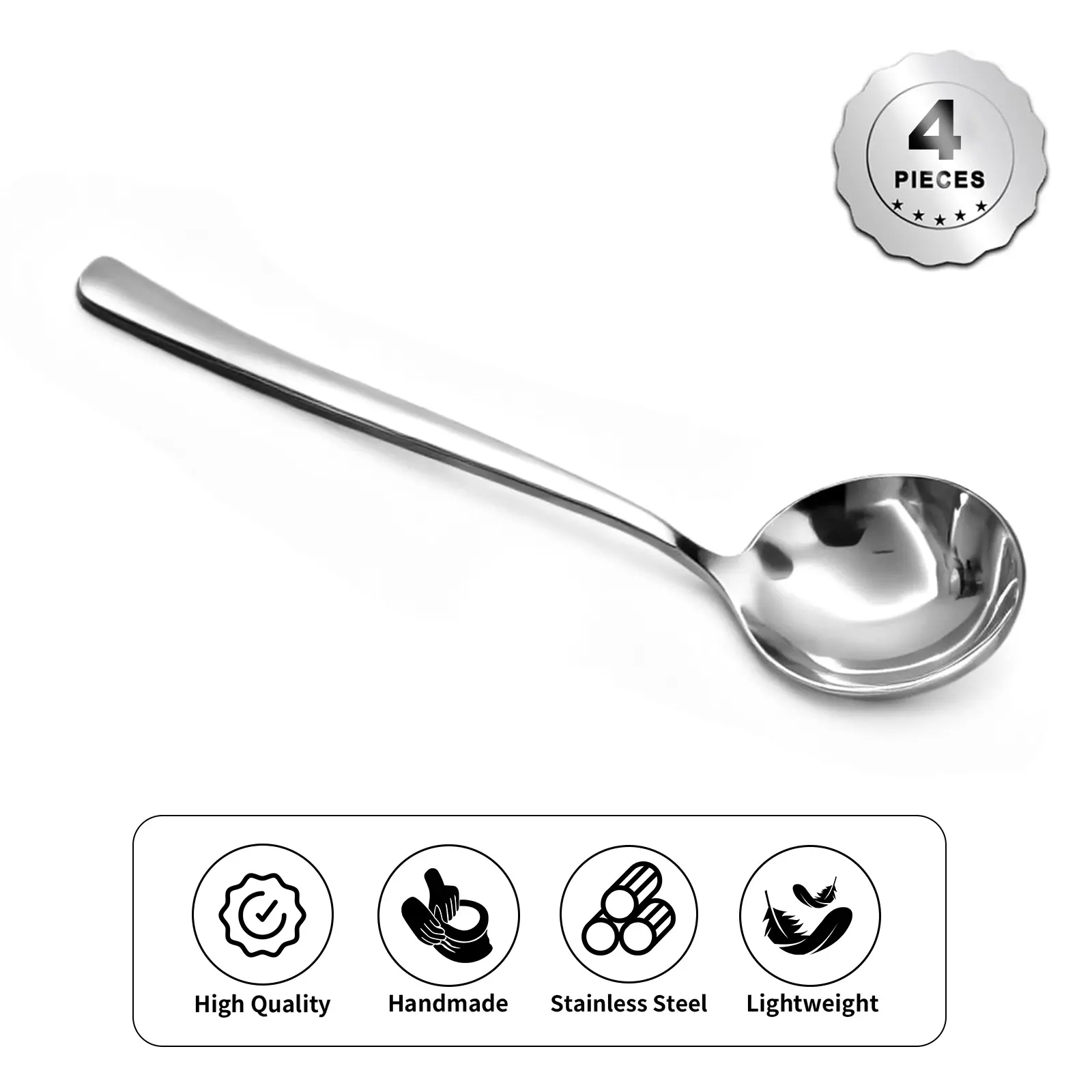 【AREL】4 PCs Stainless Steel Soup Spoon Set