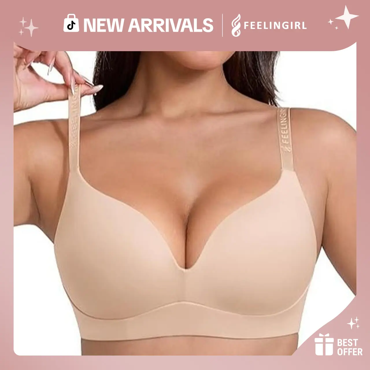FeelinGirl Wireless Bras Comfortable Unlined Push Up Bra Full Lift Bralette Seamless T-shirt Bras Underwire newarrivals#SohoChic