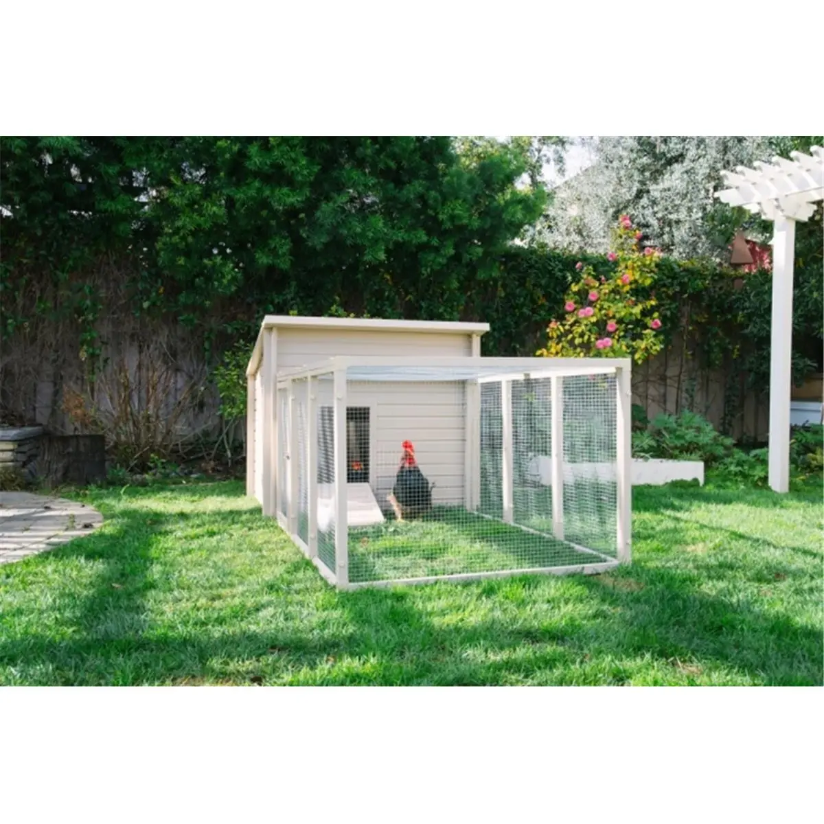 New Age Farm ECHK503-P ecoFLEX Jumbo Fontana Chicken Pen - ecoflex Composite Polymer, Rust-Proof Steel Wire, 1/2 x 1/2 in. Gauge, Easy Cleaning, Back Panel for Standalone Use (Farm Animal Cage Accessory)