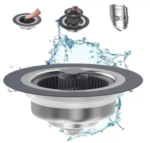 Upgraded 3-in-1 Kitchen Sink Strainer with Basket Strainer and Press-On Drain Plug - Fast Drainage and Effective Filtration Home Goods laundry basket