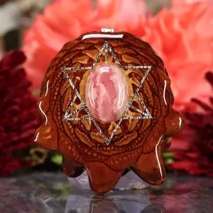 Rhodochrosite with Silver Merkaba