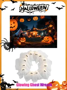 Halloween glowing ghost garlands, Halloween ghost gangs, ghost knocking door decorations, cute and spooky Halloween home door and window decoration pendants and atmospheric Halloween decoration cards 🎃Easily create a Halloween atmosphere with handicrafts