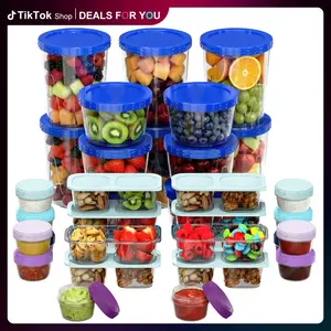 34PCS Reusable Freezer Storage Containers+Snack Containers+Sauce container Microwave and Dishwasher Safe,Soup Containers for Oats/Salad