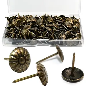 200PCS Boxed Antique Upholstery Tacks Heavy Duty Decorative Thumb Tacks Furniture Nails for Hanging Sofa Chair Bed
