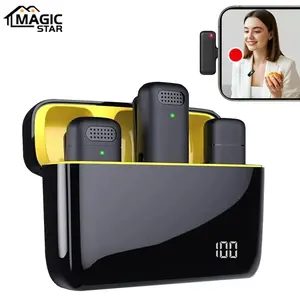 Wireless Lavalier Microphone, USB Rechargeable Clip-on Microphone with Noise Reduction, Wireless Microphone for iOS, Android & PC