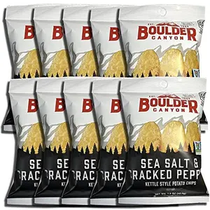 Boulder Canyon Kettle Style Potato Chips from Boulder | 1.5 Oz | (Cracked Pepper, 10 Bags)
