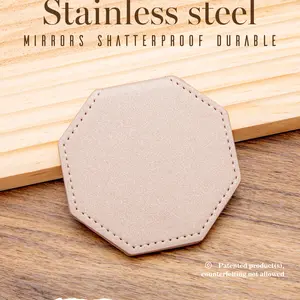 Polygon Stainless Steel Makeup Mirror, High Definition Desktop Mirror, Handheld Pocket Mirror, Portable Desk Mirror